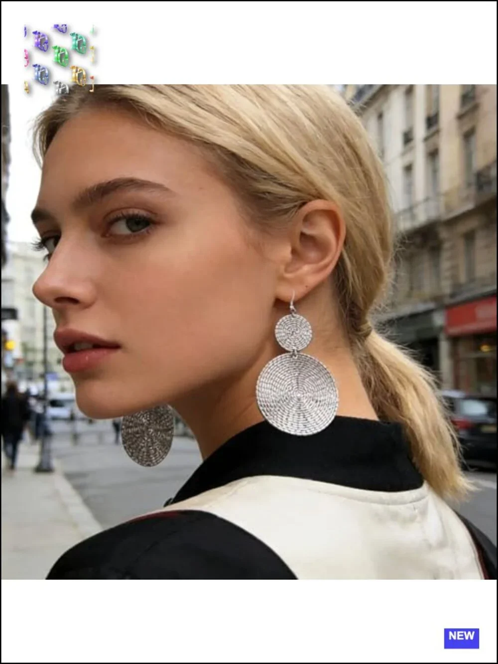 Handmade Vintage Geometric Double Circle Dangle Earrings Hypoallergenic Alloy